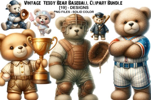 Download Vintage Teddy Bear Baseball Bundel - Premium Resources