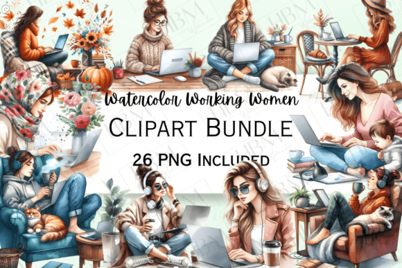 Download Watercolor Working Women Clipart - Premium Resources